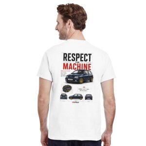 Camiseta Renault Clio Williams con ilustración tipo plano técnico – detalle del tejido | Respect The Machine