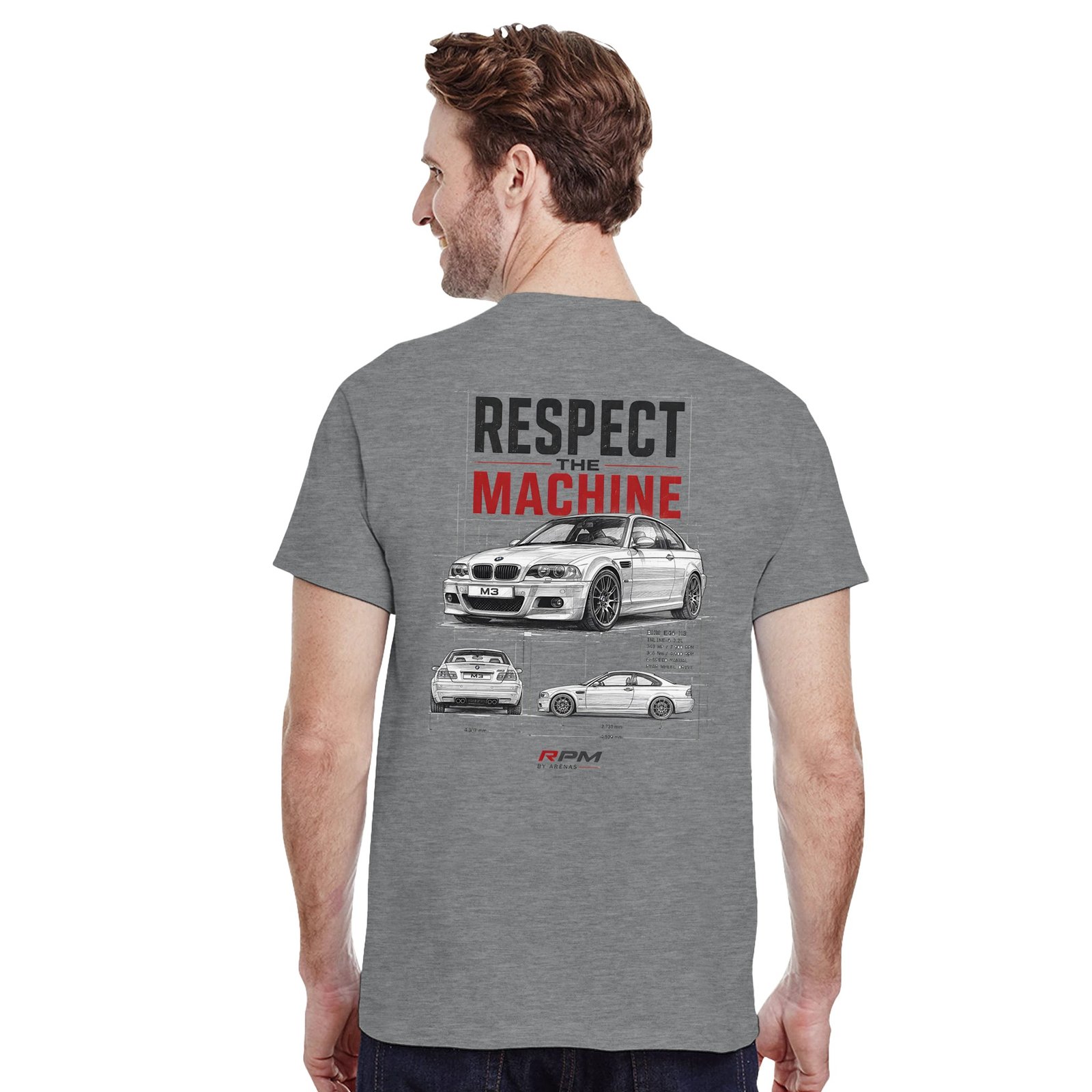 Camiseta BMW M3 E46 con ilustración tipo plano técnico | Respect The Machine